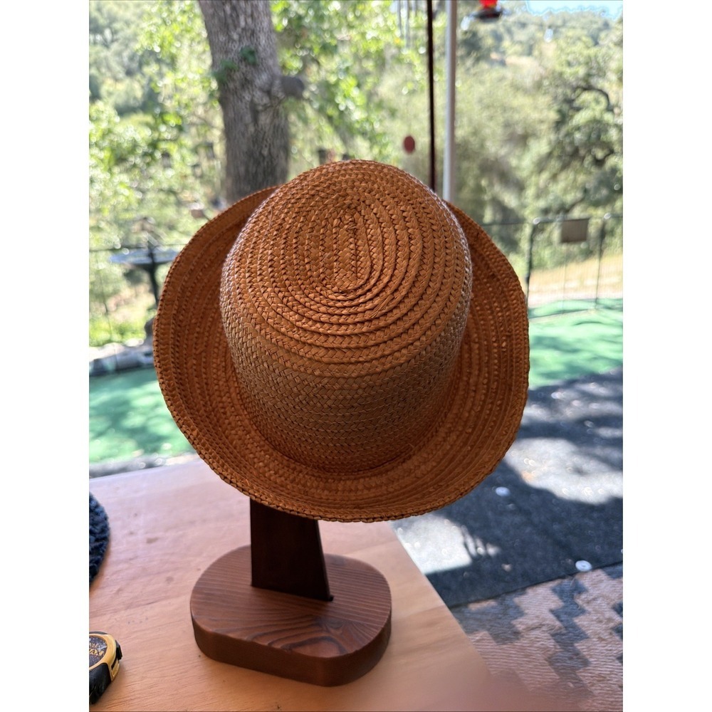 100% Straw Hat  3" Rolled Brim Classic Beachy Coastal 7.5 Size